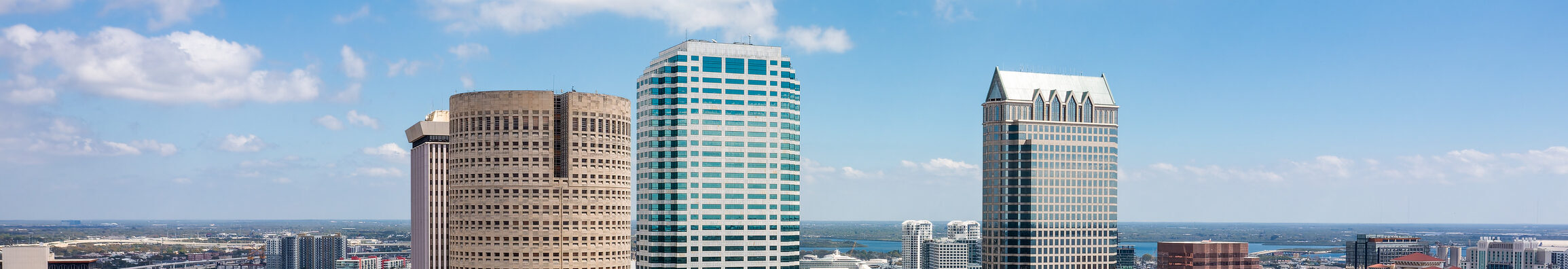 Aerial view of Tampa, Florida skyline.